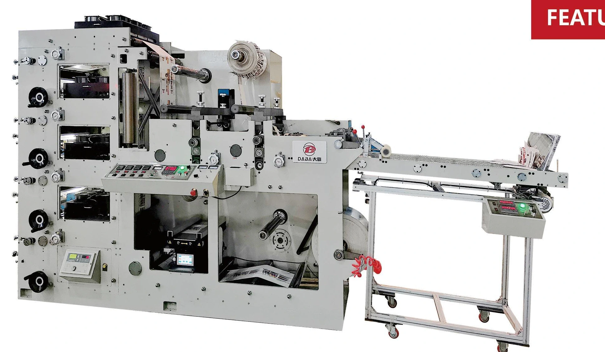4-Color Tower Flexo Printing Press With IML Die Cutting And Conveyor